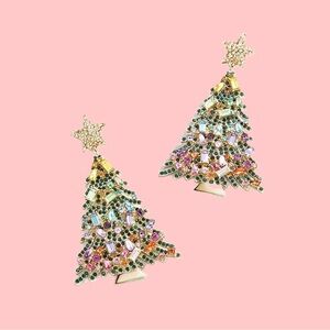 Bauble Bar Gold Christmas Tree Earrings
